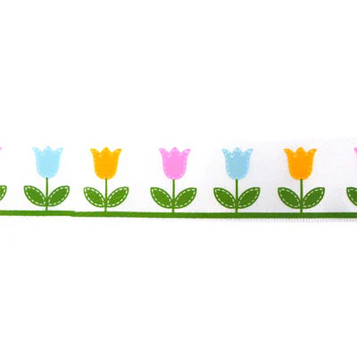 SINGLE FACE SATIN RIBBON 16mm - TULIP PRINT