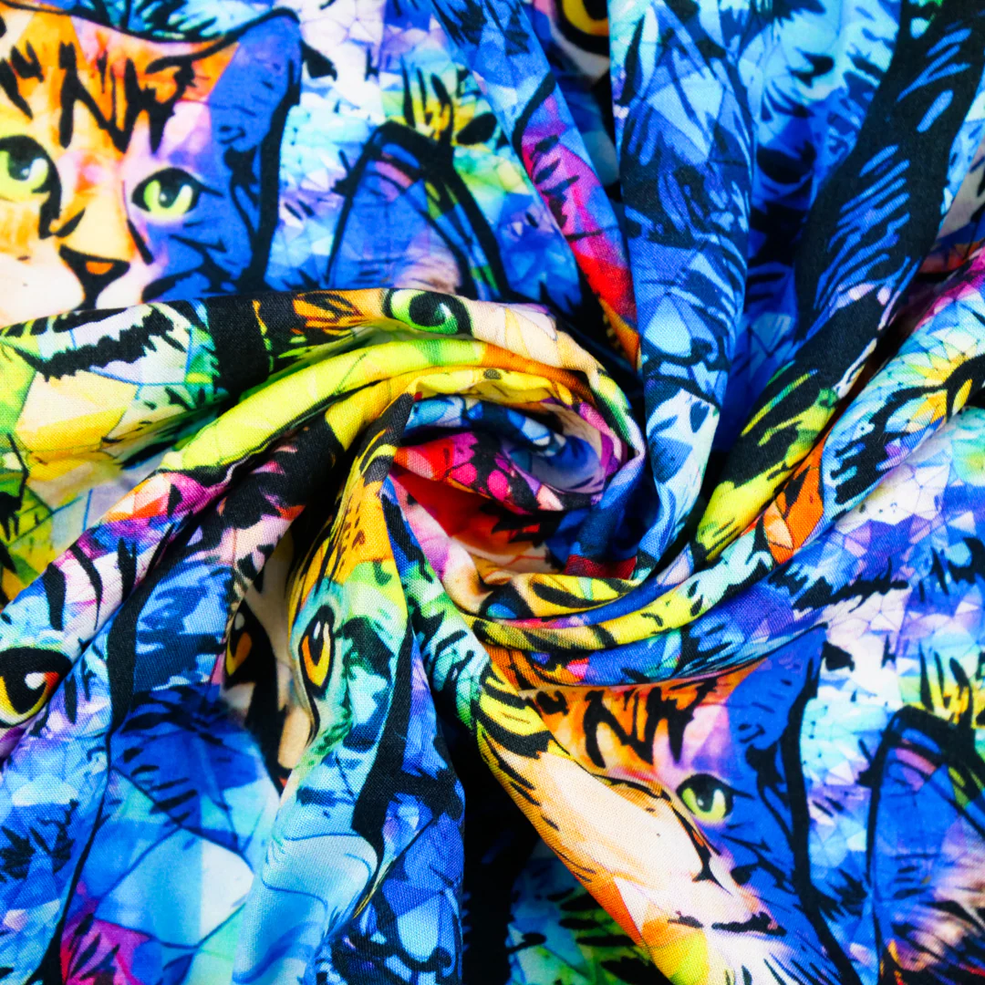 CHARLIE-RAYON POPLIN PRINTS-ABSTRACT CATS - Image 3