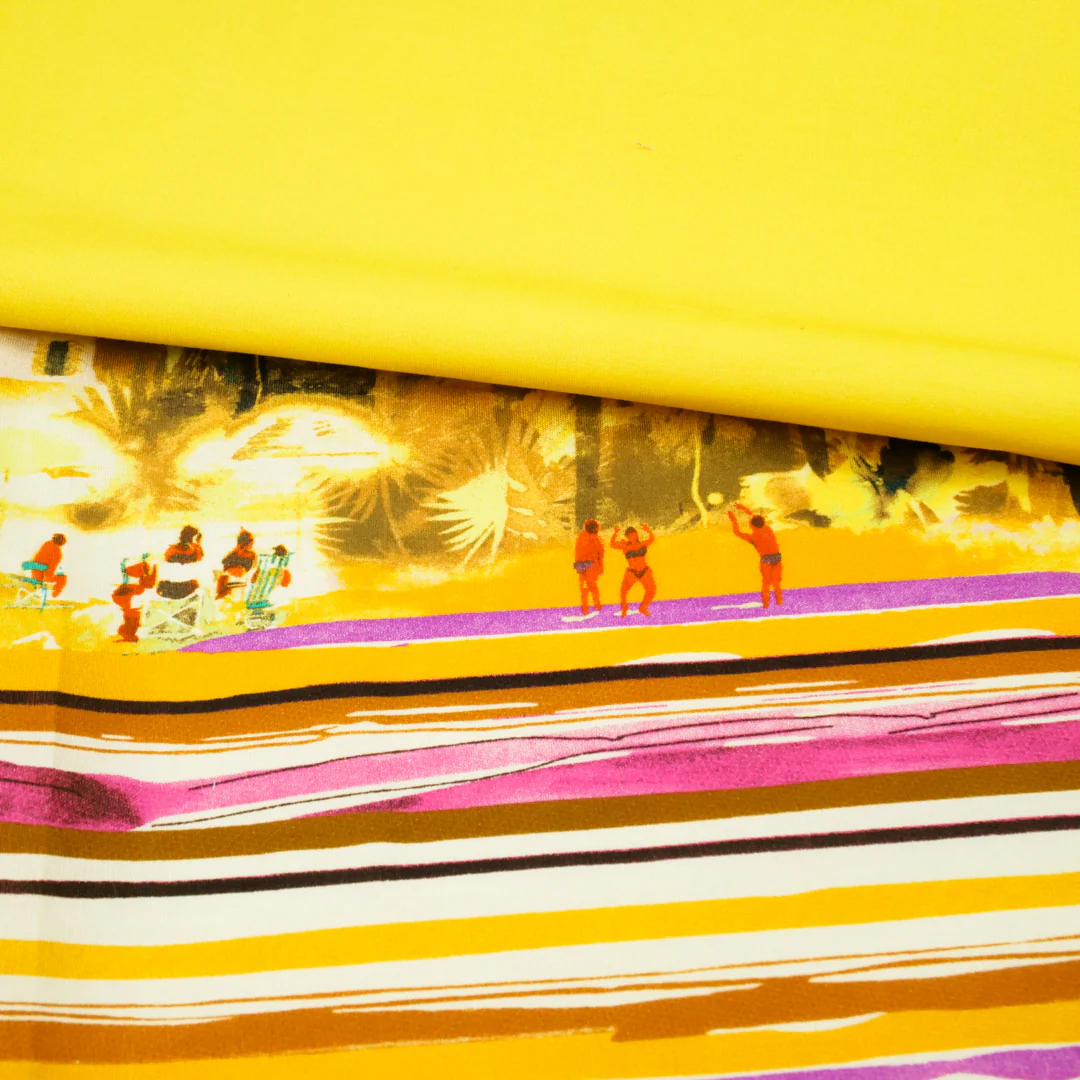 CHIT CHAT COLLECTION - STRETCH COTTON PRINTS - TROPICAL PARADISE ONE-SIDE BORDER - Image 2