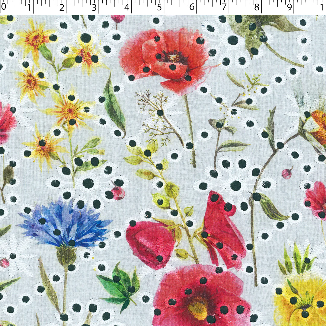 CONVENT GARDEN - COTTON EMBROIDERED PRINT - BOTANICAL FLORAL
