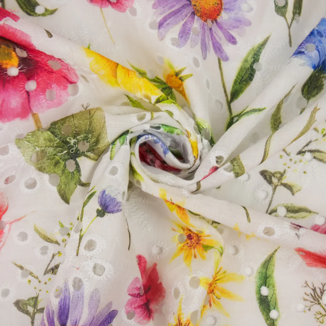 CONVENT GARDEN - COTTON EMBROIDERED PRINT - BOTANICAL FLORAL - Image 3