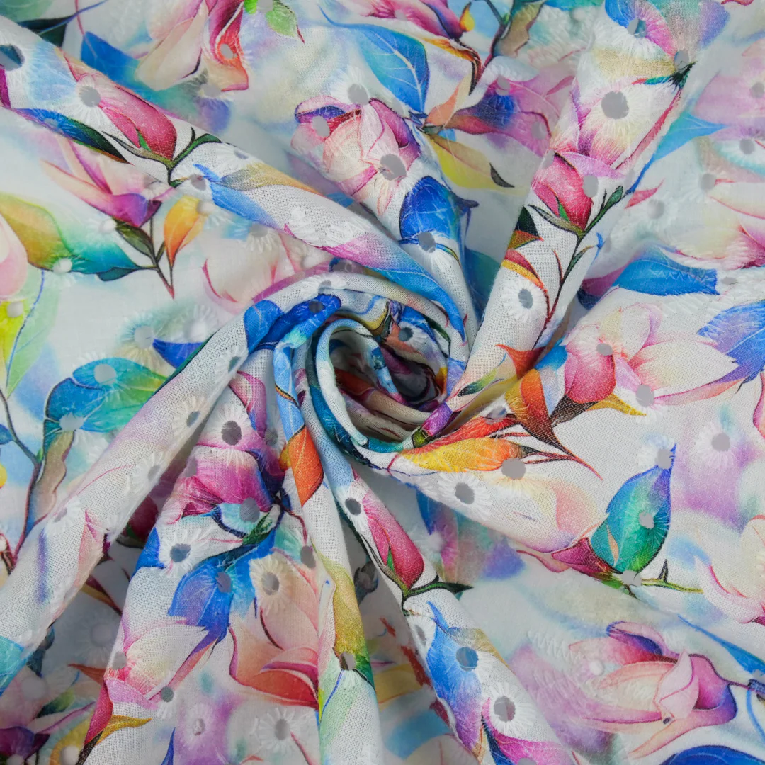 CONVENT GARDEN - COTTON EMBROIDERED PRINT - TROPICAL LEAVES - Image 3