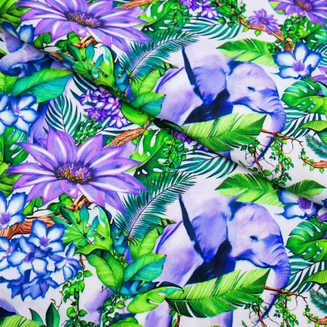 OLIVIA - RAYON PRINTS - ELEPHANTS/TROPICAL LEAVES - Image 2